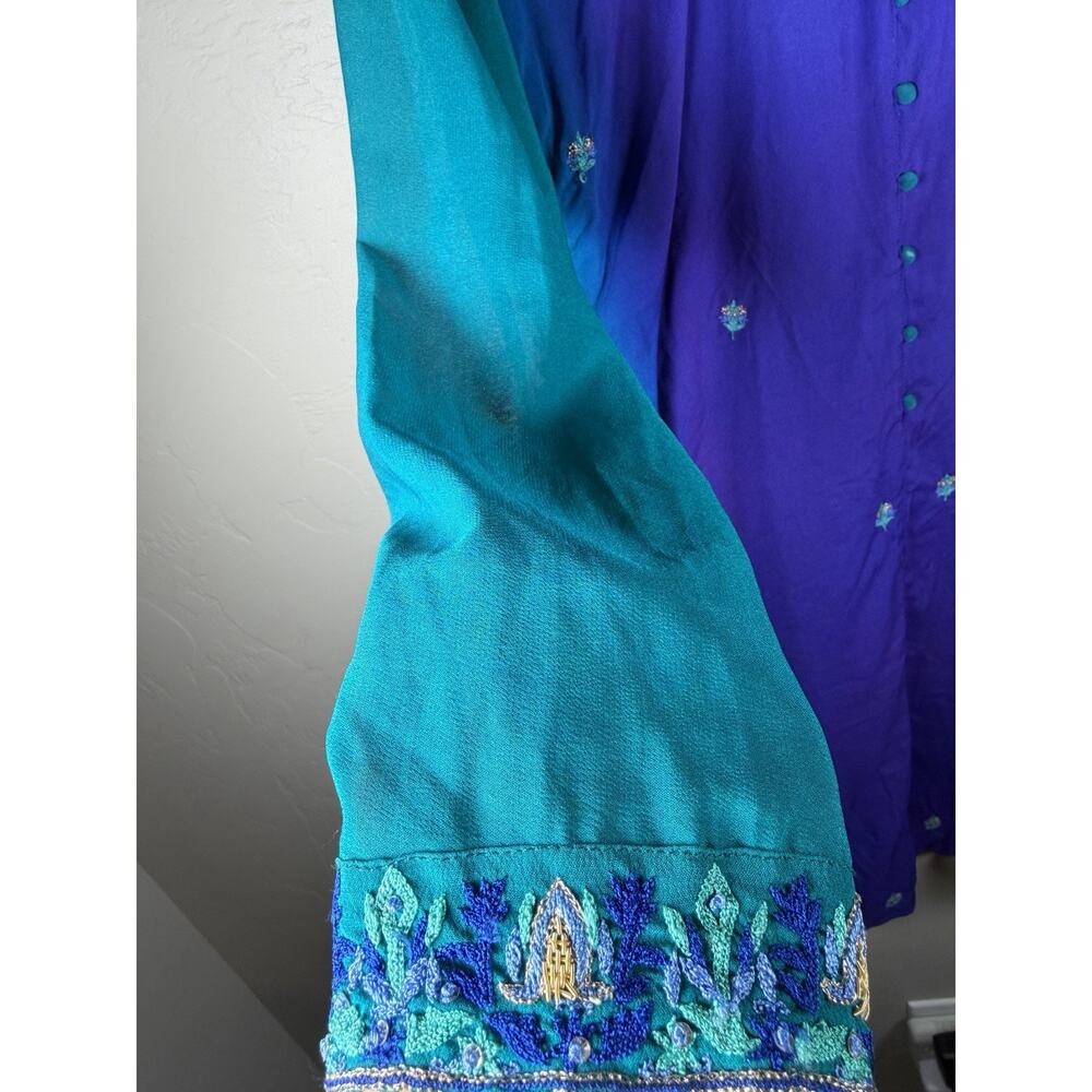 Women’s Vintage Purple To Teal Fade Size M Geeta Jethi Tunic Top Dress - Picture 5 of 13